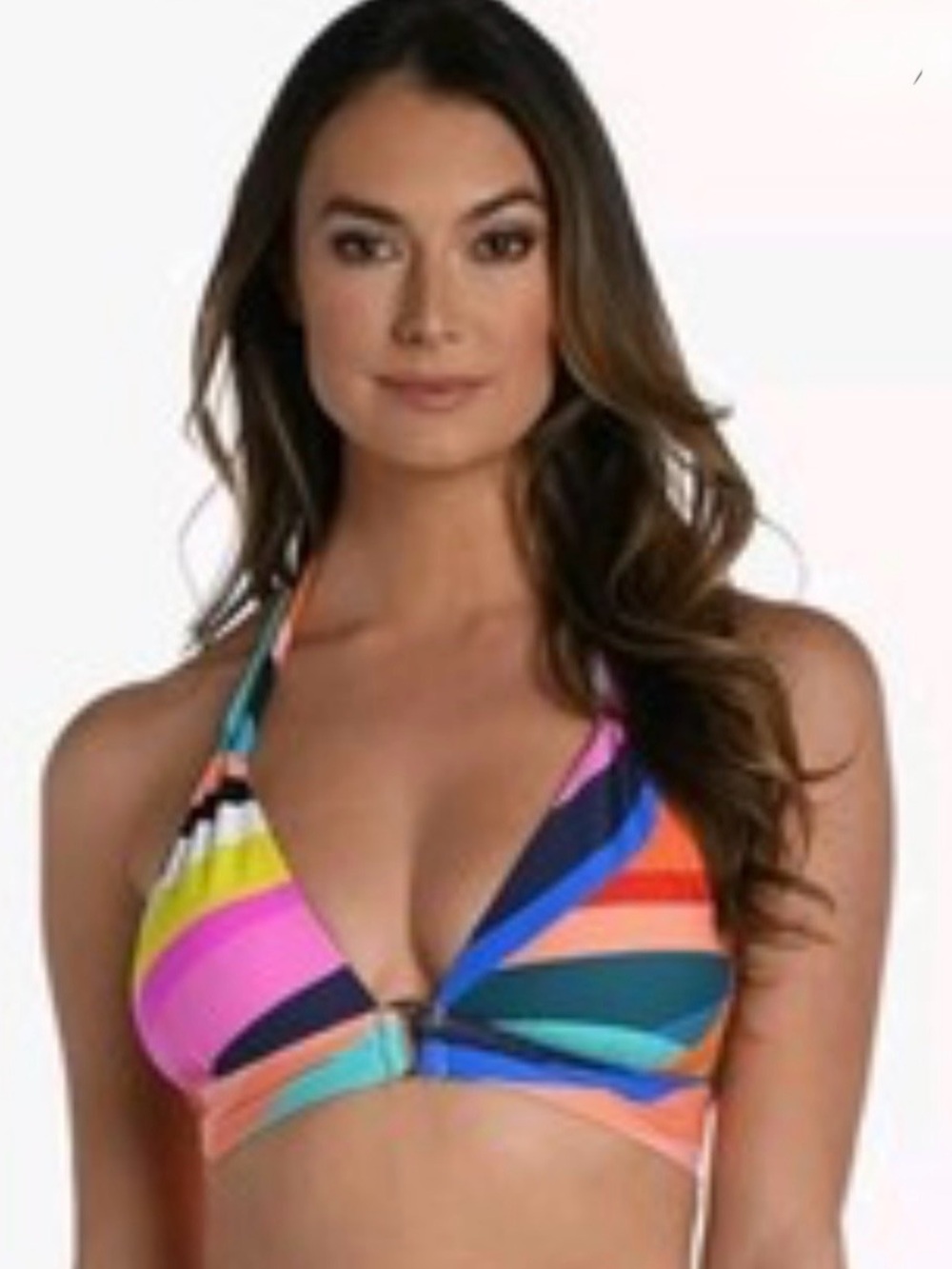 La Blanca Sunscape Banded Halter Triangle Bikini Top Size 14 Vibrant Resortwear